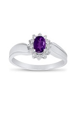 nice white gold oval amethyst gemstone baby birthstone ring